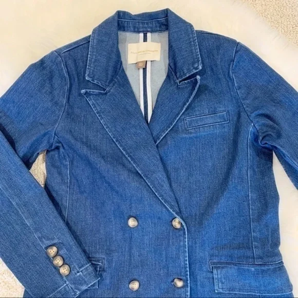 💋Anthropologie Pilcro double breasted denim blazer size S